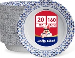 Jolly Chef 160 Count Paper Bowls 20 Oz Soak Proof, Heavy Duty Printed Disposable New. Price: $35.79.