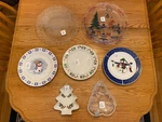Christmas Snowman, Holly, Bells, Angels Serving Plates & Platters Open. Price: $7.45.