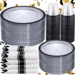 I00000 350 Pcs Clear And Plastic Plates,black Dinnerware Set, Include New. Price: $83.18.