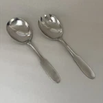 Vintage Georg Jensen Stainless Denmark Mitra Serving Set Salad Server Fork Spoon Used. Price: $70.00.