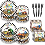 96 Pcs Truck Plates And Napkins Tableware Set (serves 24), Party Supplies Includ New. Price: $29.44.