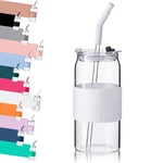 Colovie Glass Tumbler With 3 In 1 Lids And 20 Ounces, White New. Price: $18.07.