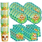 Sloth Boy Birthday Party Supplies Set Tableware Kit Plates Cups Serves 16 New. Price: $29.73.
