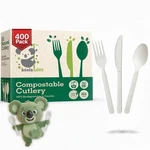 100% Compostable Forks Spoons Knives Cutlery 400 Count 7INCH Heat Resistant E... New. Price: $64.03.
