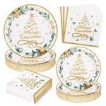 Homlouue 200 Pcs Christmas Paper Plates And Napkins, Tree Gold Plat... New. Price: $35.08.