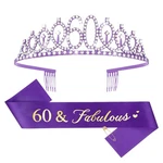 Cieher 60TH Birthday Crown And Sash - Purple Decorations Women's New. Price: $16.99.