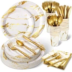 350 Pcs Gold White Party Supplies Disposable Dinnerware Set Include 100 Plate... New. Price: $48.32.