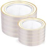 Disposable Plastic Plates 200 Pcs Clear Gold Dinner Dessert IOET00 I00000 New. Price: $74.99.