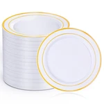 100PCS Gold Plastic Dessert Plates, Disposable Salad With R... New. Price: $39.53.