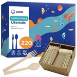Coral Light Brown 100% Compostable Spoons & Forks Set - 220 Pieces No Plast... New. Price: $67.39.