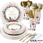 Disposable Dinnerware Set 50 Guests Plates Cups Napkins Cutlery Holiday Party Us New. Price: $57.25.