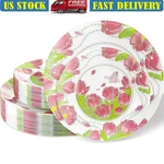 Elegant Disposable Plates Set Party 30 Guests Bpa Free Plastic Dinnerware New. Price: $57.58.