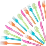 Juvale Neon Plastic Silverware Set - 216 Pieces, Multicolor 6.5", New. Price: $22.38.