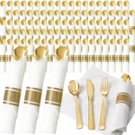 Disposable Silverware Sets 200 Pack Gold Plastic Heavy Duty Utensils Joyido Led New. Price: $154.99.
