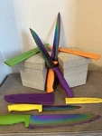 Rainbow Color Cutlery Knives & Covers Set Of 4 And Funky Used. Price: $19.95.