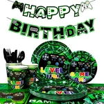 128 Pcs Video Game Birthday Party Decoration Tableware Set Plates Cup Tablecloth New. Price: $22.99.