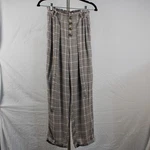 American Eagle Paper Bag Waist Brown Plaid Tapered Pants Pockets Sz Small Pre-owned. Price: $14.00.