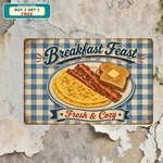Omelet Bacon Toast Blue White Gingham Breakfast Plate Distressed Tin Sign Art New. Price: $10.44.