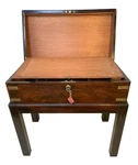 Antique Wood Travel Writing Desk, Brass Trim, Fitted Interior W/ Holding Stand Used. Price: $688.00.