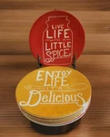 Set Of 8 Threshold Melamine Dessert Plates 4 "enjoy Life..." "live Used. Price: $16.00.