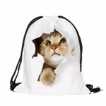 White Drawstring Cat Bag - Fun Lightweight Sack New Pkg Great For Kids. Price: $10.95.