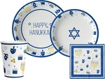 Happy Hanukkah Tableware Pack: Disposable Paper Plates, Napkins And Cups Set For New. Price: $49.16.