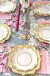 Paper Party Plates Gold Silver White Fancy 8" Scallop Rim Dessert And 10" New. Price: $34.00.