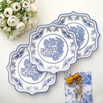 25 White 8" Paper Dessert Plates Blue Floral Print Scalloped Rim Party Events New. Price: $7.82.
