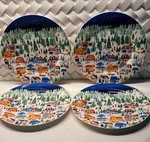 Stechcol Gracie Bone China 4 Salad/dessert Plates Winter Village Trees Houses New. Price: $40.00.