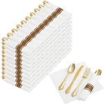 Nervure 400PCS Pre Rolled Gold Plastic Silverware Sets - Heavy Duty Fancy Gol... New. Price: $62.37.