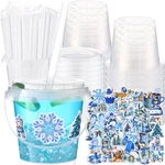 30 Sets Clear Plastic Cups 24 Oz Ice Cream Buckets With Lids & Straws Disposa... New. Price: $57.97.