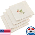 Saro Lifestyle 1710.N20S Embroidered Christmas Tree Design Linen Blend Napkin - New. Price: $38.67.