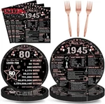 Chunnin 96PCS 80TH Birthday Plates And Napkins Women Back 1945 Party Decorati New. Price: $29.64.