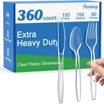 Dealusy 360 Count Extra Heavy Duty Clear Plastic Silverware, 150 Forks, Spoo New. Price: $41.95.