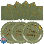 Hfbobp 50PCS Happy Birthday Paper Plates And Napkins Set - 7 Inch Sage Green New. Price: $20.00.