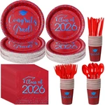 350PCS Class Of 2026 Graduation Plates And Napkins Set, Disposable Paper New. Price: $40.85.
