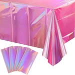 4 Pack Iridescent Pink Plastic Tablecloths, Shiny Disposable Laser Rectangle New. Price: $33.91.
