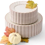 By Madee Heavyweight 100 Pc Fancy Plastic Plates For Thanksgiving Dinner New. Price: $72.14.
