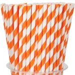 100 Packs Orange Biodegradable Striped Paper Straws, 7.76 X 0.24 Inch, New. Price: $13.91.