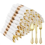 Bestluck 50 Pack Gold Plastic Silverware With Pre Rolled Napkins For Guest... New. Price: $40.73.