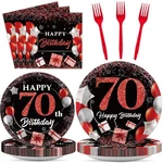 Gisgfim 96 Pcs 70TH Birthday Plates And Napkins Party Supplies Red Black New. Price: $23.23.