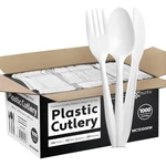 1000 Count White Silverware Set, 334 Plastic Forks, 333 Spoons, Knives, M... New. Price: $30.46.