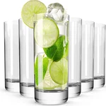 Drinking Set Of 6, 13OZ Crystal Highball Glasses, Clear Tall Cups, New. Price: $24.79.
