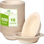 Disposable Paper Bowls 16OZ Heavy Duty, 100 Pack Eco-friendly Compostable New. Price: $20.39.