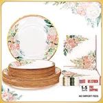 Boosolo Floral Party Supplies - Paper Plates And Napkins Sets For 50 Guests New. Price: $47.77.