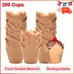 Natural Tulip Cupcake Liners For Baking 200 Cups, Unbleached Parchment Paper New. Price: $9.02.
