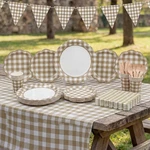 202 Pcs Khaki White Gingham Party Supplies Set Disposable Tableware With Plat... New. Price: $41.69.