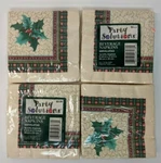 Four Packs 16 Vtg Christmas Party Paper Beverage Cocktail Napkins Holly Plaid New. Price: $10.91.