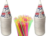 Concession Essentials 100 Count 6OZ Snow Cone Cups With 8" Neon Spoon Straws New. Price: $22.86.