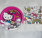 Hello Kitty 8 9" Luncheon Round Paper Plates And 16CT Napkins Set New. Price: $8.99.